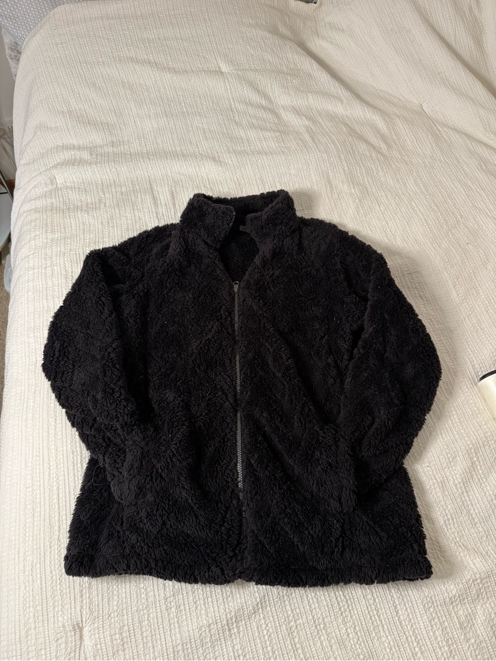 St. John's Bay Black Plush Zip-Up Teddy Jacket